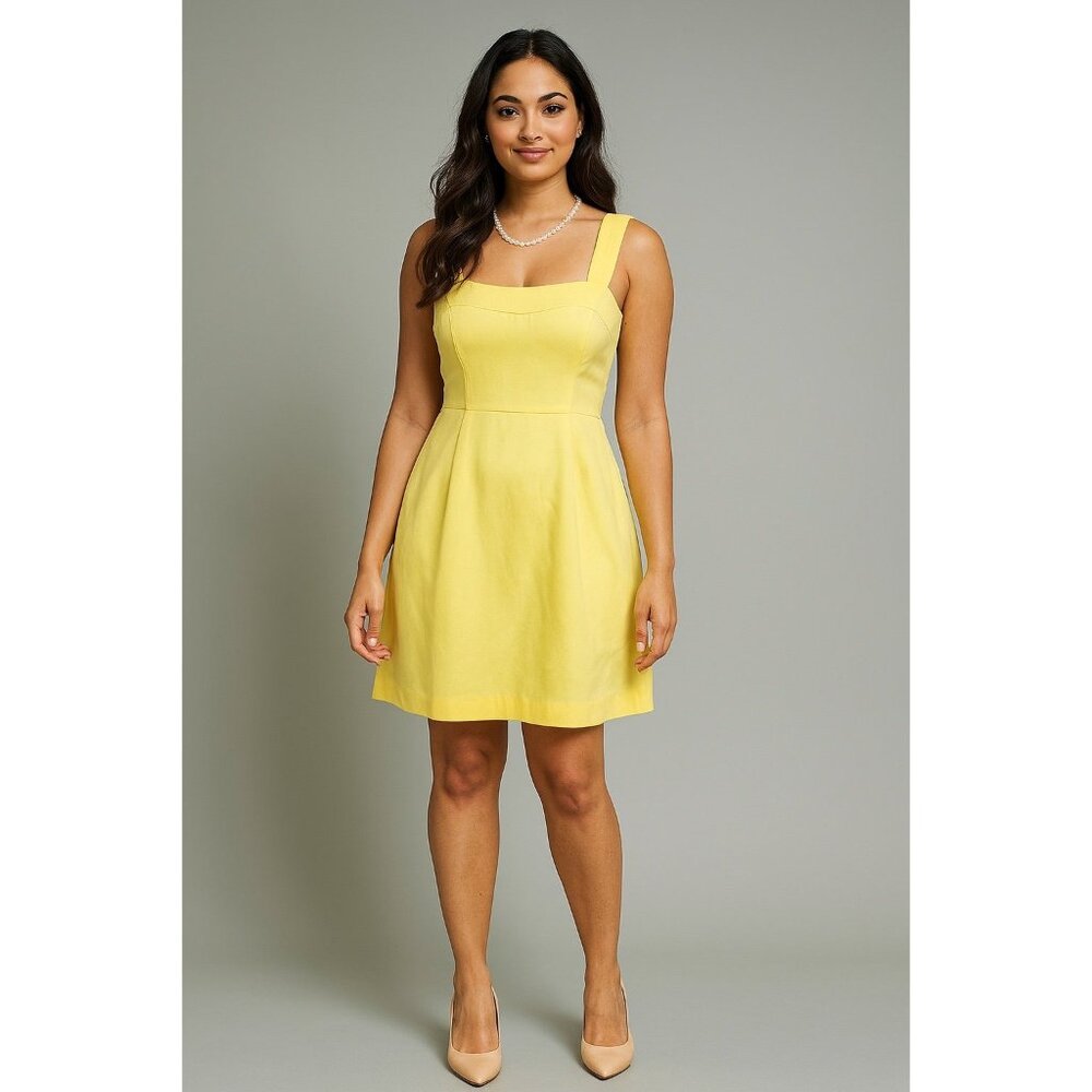 Oleg Cassini Yellow Square Neck Mini Dress M 8